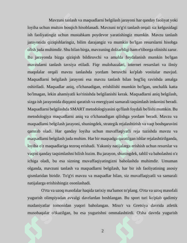 O'rta va uzoq masofalarga yugurish texnikasini o'rgatish metodikasi 2