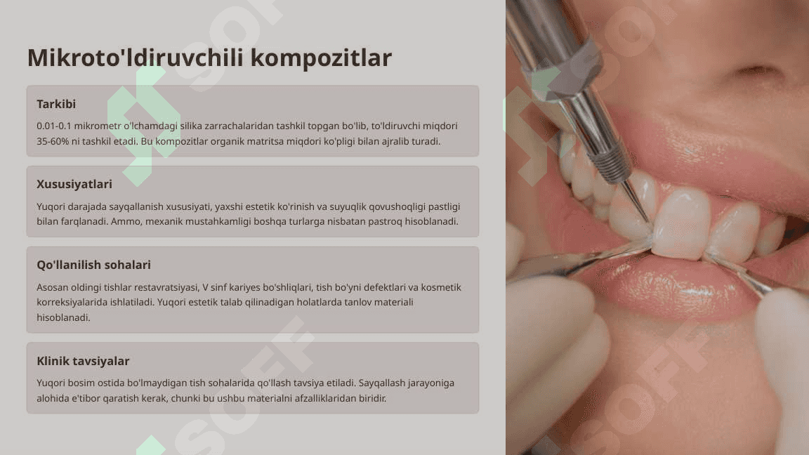 Nur yordamida qotuvchi kompozit plombalar. 7