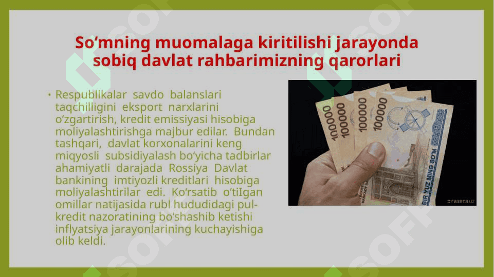 O'zbekiston Respublikasining milliy valyutasi asosida taqdimot 7