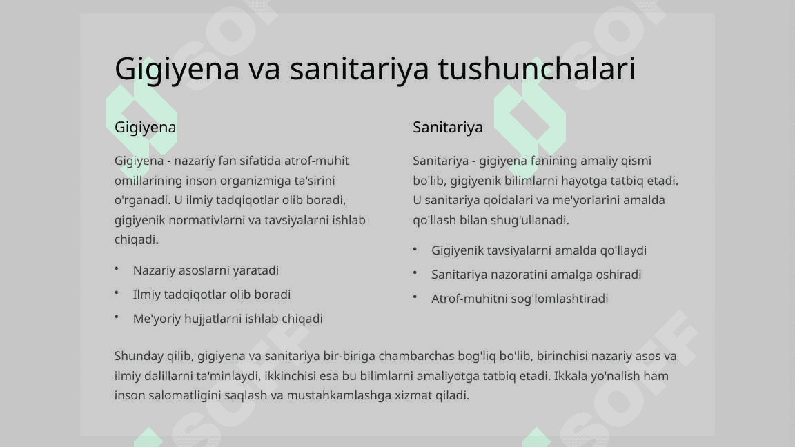 Gigiyena va tibbiy ekologiya fanining maqsad va vazifalari. 5