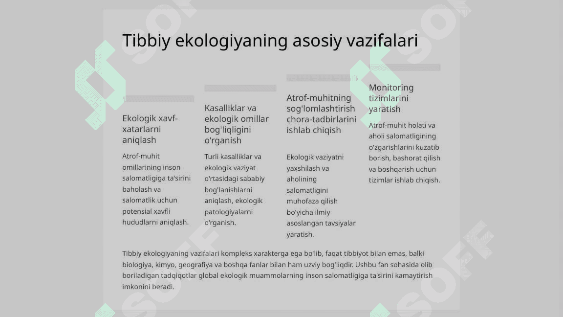 Gigiyena va tibbiy ekologiya fanining maqsad va vazifalari. 8