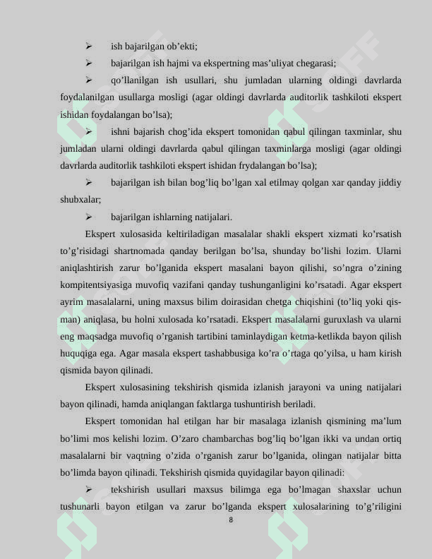 Auditda  ekspert ishlaridan foydalanish 8