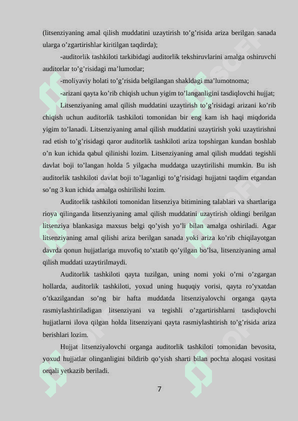 Auditorlik kasbiga malakaviy talablar va auditorlik faoliyatini litsenziyalash 7