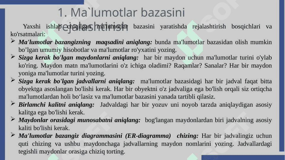 Ma‘lumotlar bazasini rejalashtirish, loyihalashtirish va administratorlash 4