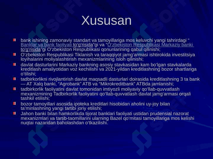 Banklarda davlat ulushini kamaytirish va banklararo raqobatni rivojlantirish masalalari 8