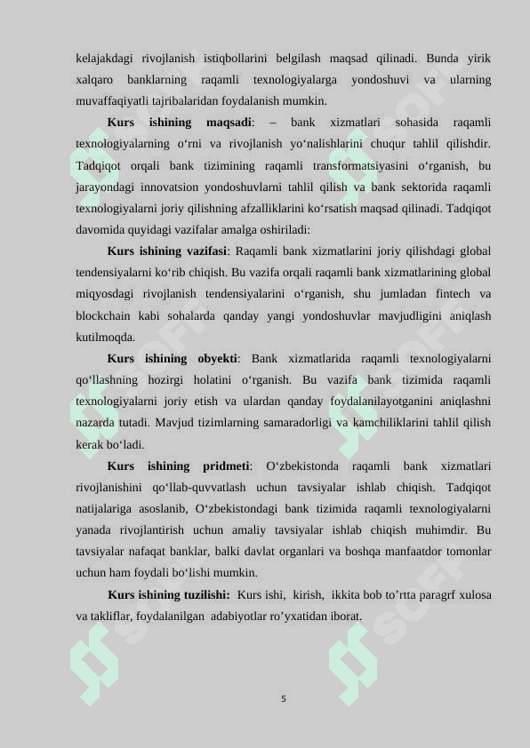 BANK XIZMATLARI SOHASIDA RAQAMLI TEXNOLOGIYALARNING OʻRNI VA RIVOJLANISH YOʻNALISHLARI 5