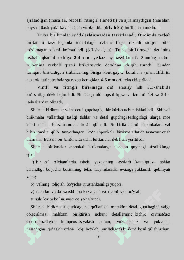 Birikmali detallar tayyorlash konissimon shakildor va fason yuzalar hosil qilish hamda ishlov berish texnologiyasini o’rganish 7