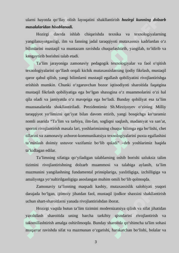 BOSHLANG'ICH SINF O'QUVCHILARINI TO’RT AMAL TARTIBINI BAJARISHGA O'RGATISH 3