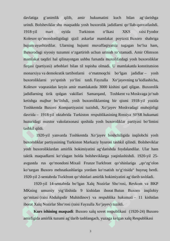 BUXORO XALQ SOVET RESPUBLIKASI TASHKIL TOPISHI 3