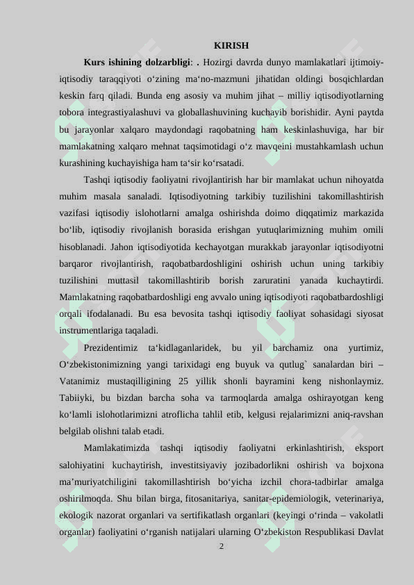 DAVLATNING TASHQI IQTISODIY FAOLIYATNI TARTIBLASH SIYOSATI 2
