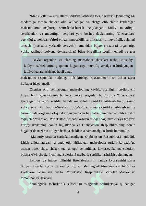 DAVLATNING TASHQI IQTISODIY FAOLIYATNI TARTIBLASH SIYOSATI 6
