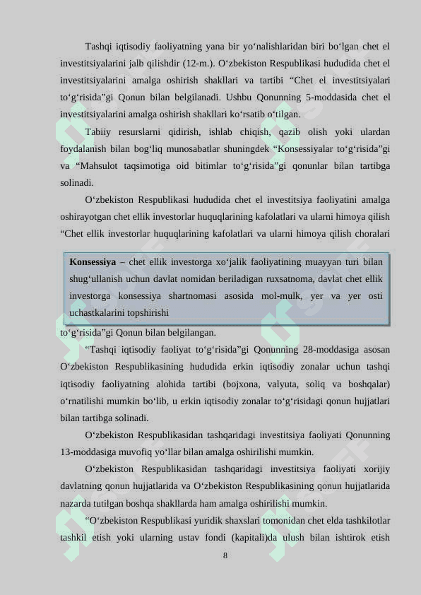 DAVLATNING TASHQI IQTISODIY FAOLIYATNI TARTIBLASH SIYOSATI 8