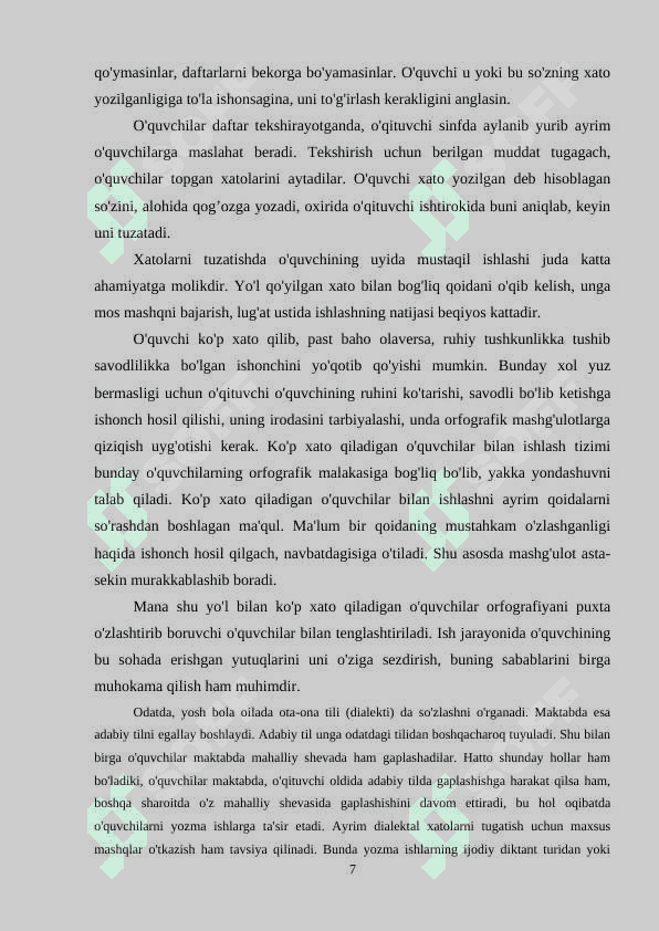 DIALEKTAL VA USLUBIY XATOLAR VA ULARNI BARTARAF QILISH YOʻLLARI 7