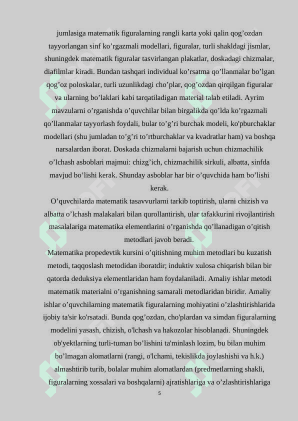 GEOMETRIK MATERIALNI O'RGATISH JARAYONIDA BOSHLANG'ICH SINF O'QUVCHILARIDA MILLIY VA UMUMMADANIY KOMPETENSIYANI SHAKILLANTIRISH 5
