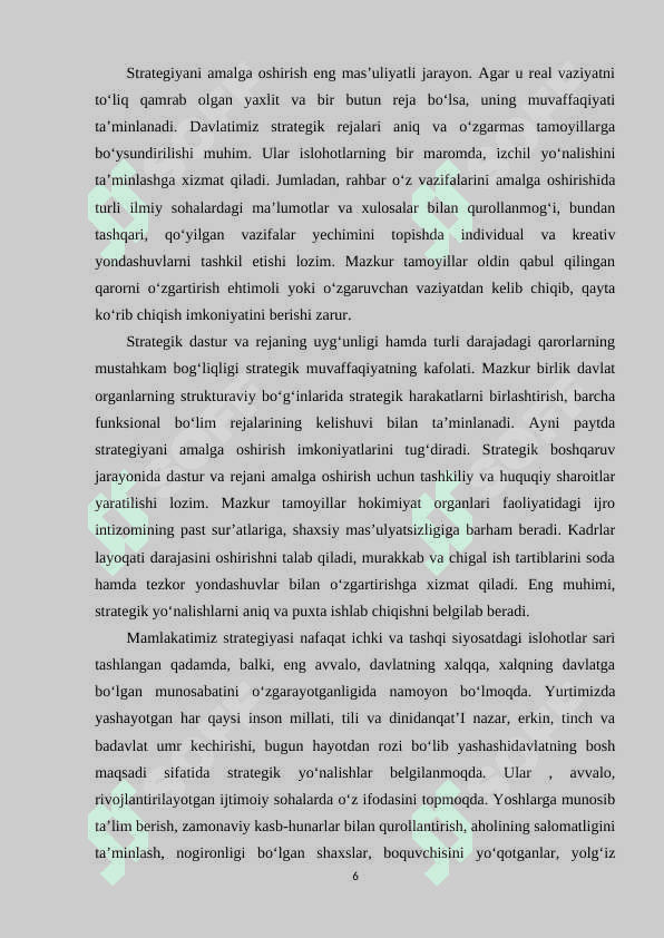 HARAKATLAR STRATEGIYASINING KENG KO’LAMLI ISLOHOTLAR SAMARADORLIGINI OSHIRISHDAGI AHAMIYATI 6