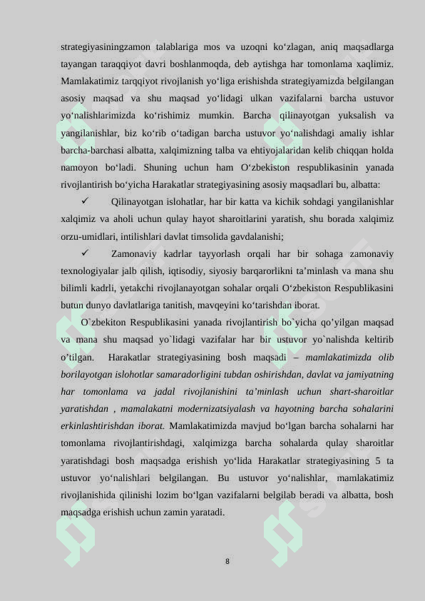 HARAKATLAR STRATEGIYASINING KENG KO’LAMLI ISLOHOTLAR SAMARADORLIGINI OSHIRISHDAGI AHAMIYATI 8