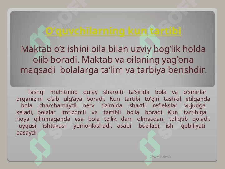 Yosh fiziologiyasida kun tartibining ahamiyati 2