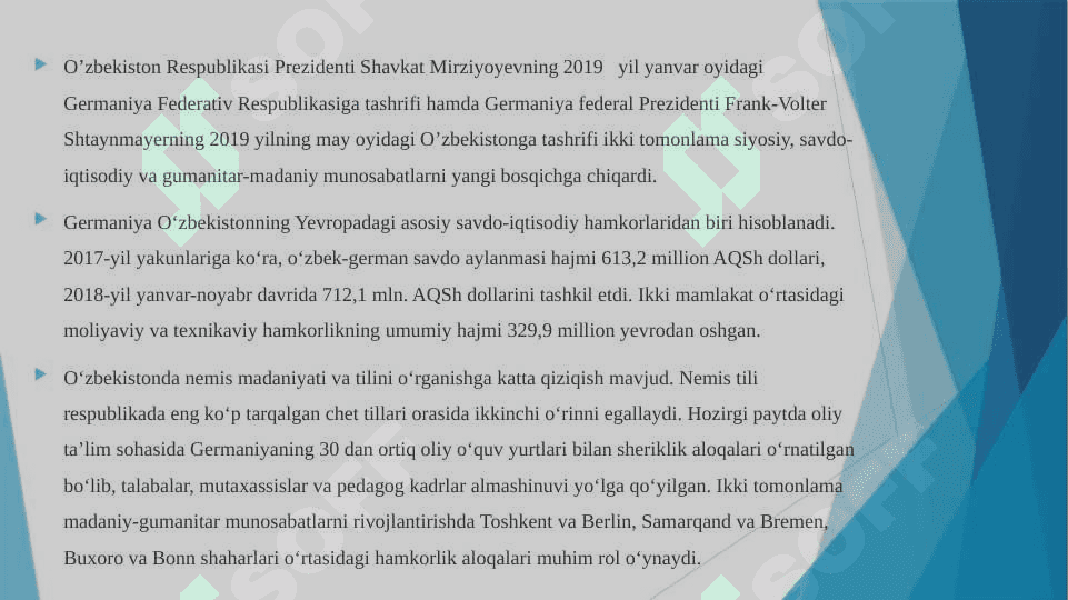 GERMANIYA  VA  O’ZBEKISTONNING  IQTISODIY  ALOQALARI. 8