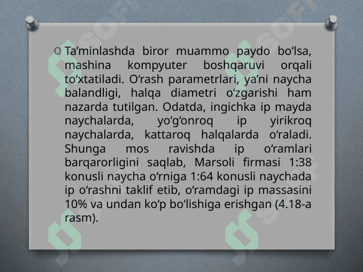 “Zinser”, “Rieter”, “Marzoli” firmalarining halqali yigirish mashinalari qiyosiy tahlili 7