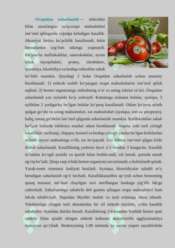 Oziq-ovqat zanjiri xavfsizligi va zaharlanishning oldini olish 2
