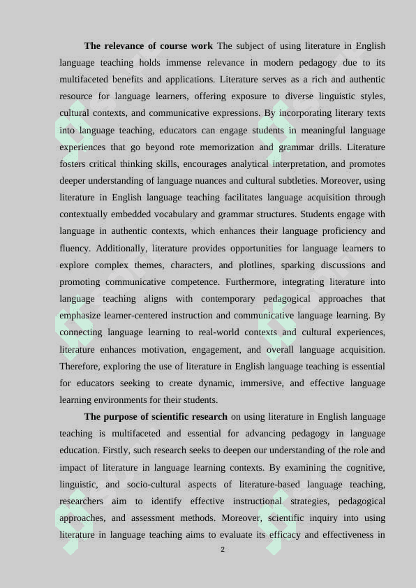Using literature in English language teaching 2