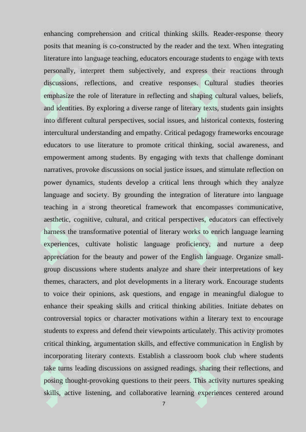 Using literature in English language teaching 7
