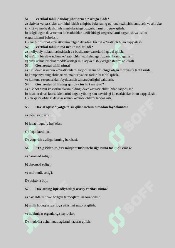 Davlat boshqaruviga oid test savollari 7