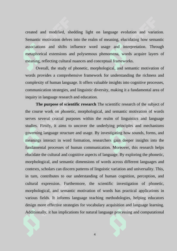 Phonetic, morfological and semantic motivation of word 4