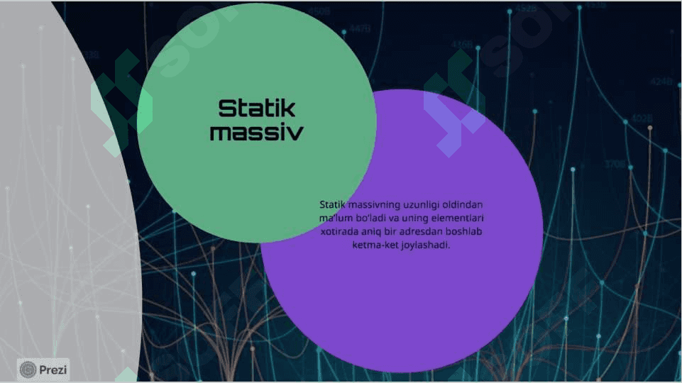 Massivlar Statistik va dinamik Massivlar 4