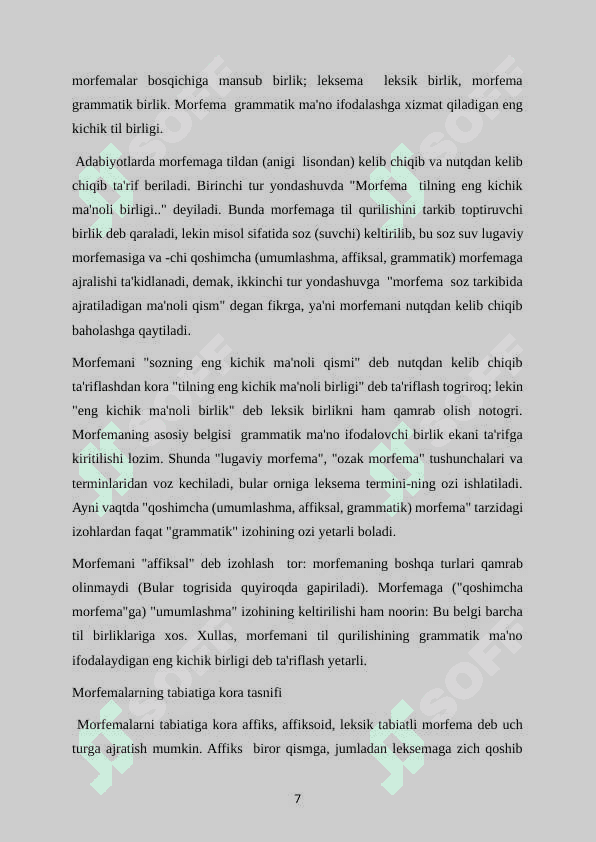 “Ozbek tilshunosligida morfema va qoshimchalar munosabat masalasi 7