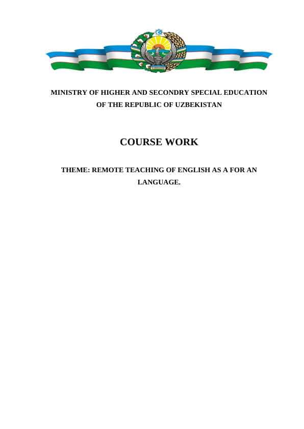 REMOTE TEACHING OF ENGLISH AS A FOR AN LANGUAGE.