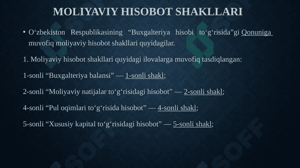 MOLIYAVIY HISOBOT SHAKLLARI VA MOLIYAVIY HISOBOTNI BAHOLASH MEZONLARI 3