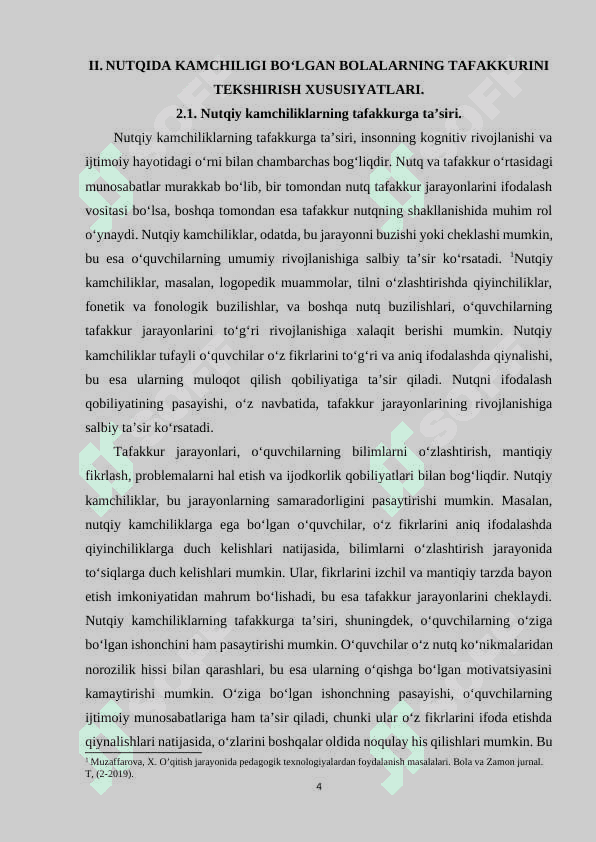 Nutqida kamchiligi bo‘lgan bolalarning tafakkurini tekshirish xususiyatlari. 4