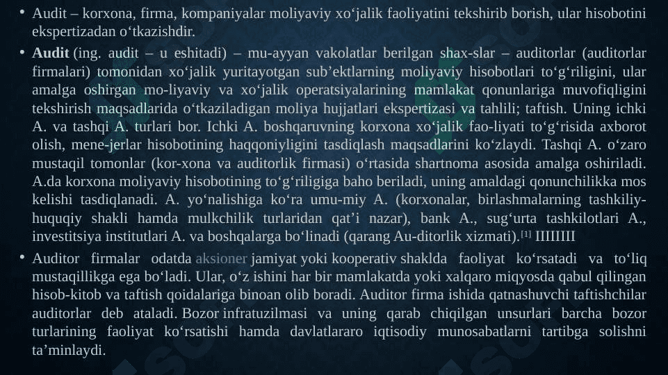 AUDIT VA MOLIYAVIY NAZORAT 4
