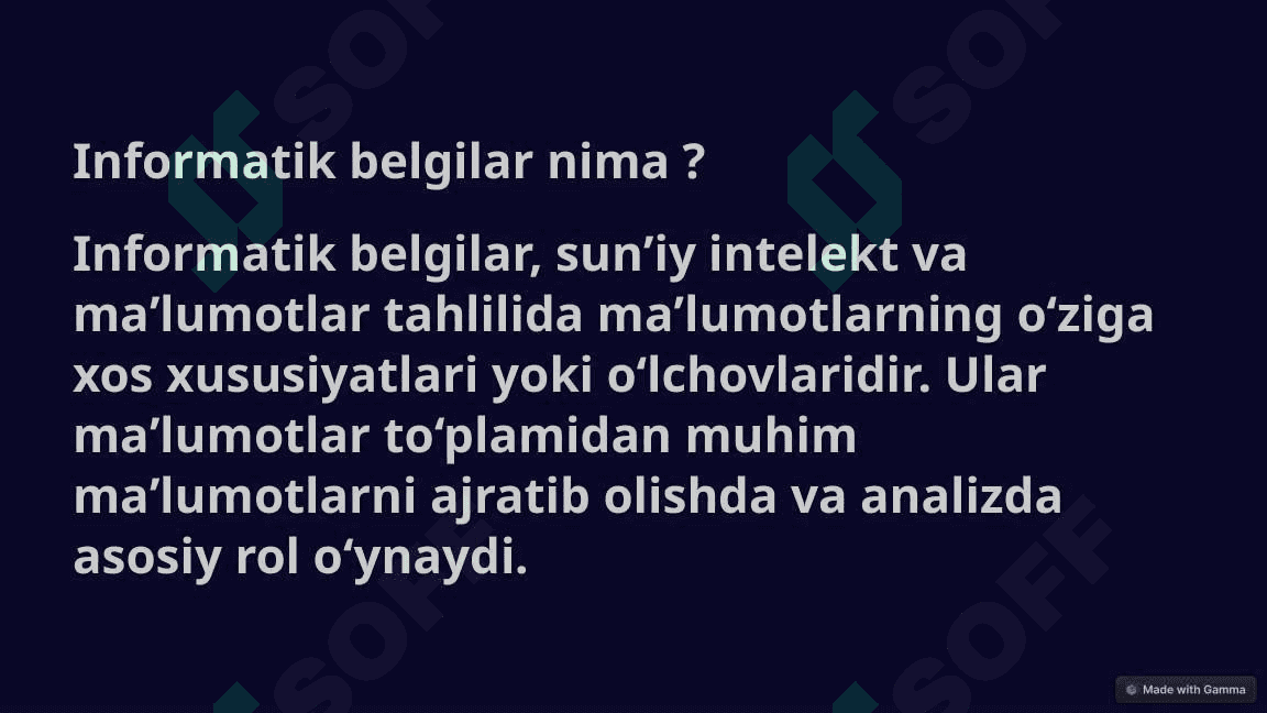 Sunʼiy intelekt usullari yordamida maʼlumotlarning informatik belgilarini ajratib olish 4