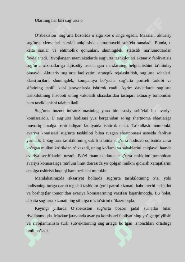 Sug’urta bozori va uni davlat tomonidan tartibga solish 7