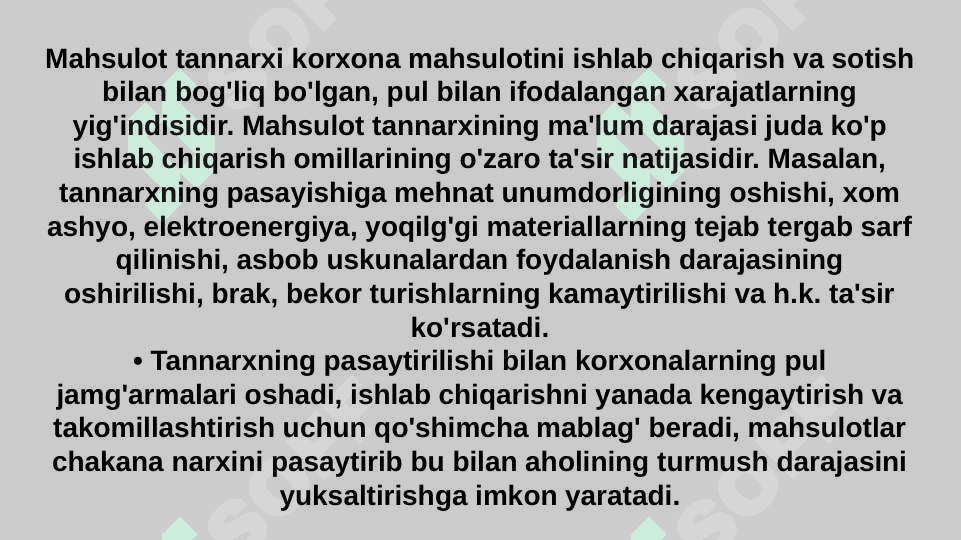 Ishlab chiqarish harajatlari va mahsulot tannarxini hisoblash 6