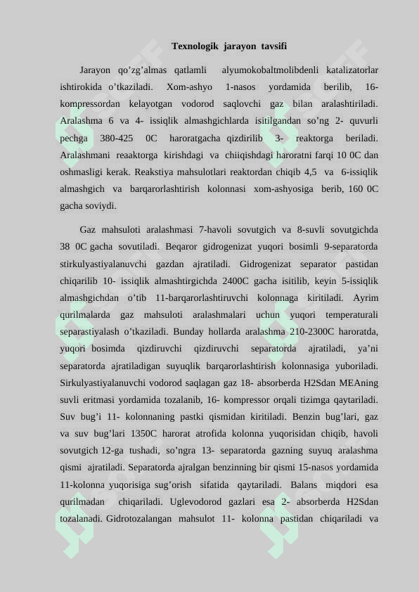 Texnologik jarayonlarni Avtomatlashtirish Kurs ishi, TJA kurs ishi Dizel yoqilg’isini suyuqlik yordamida tozalash jarayonini avtomatlashtirish 5