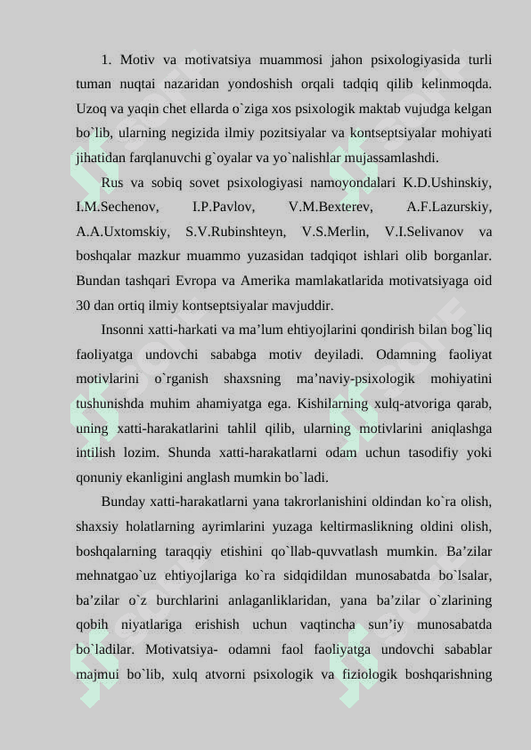 Motivatsiya va emotsiya psixologiyasi 2