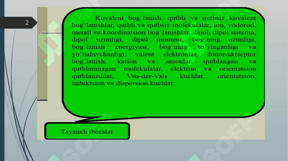 Kimyoviy bog'lanishlar va molekula tuzilishi 2