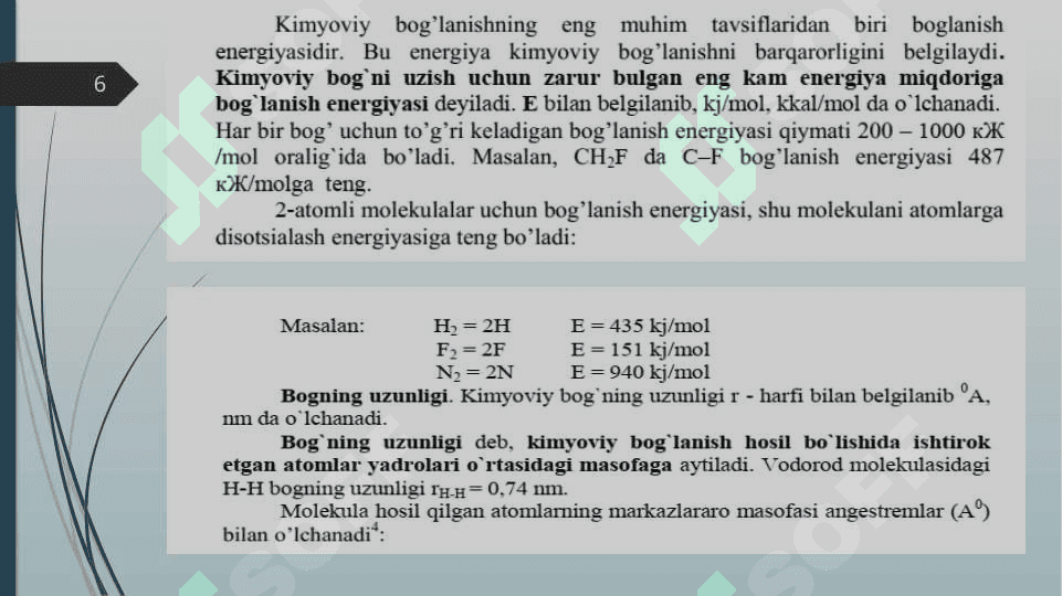 Kimyoviy bog'lanishlar va molekula tuzilishi 6