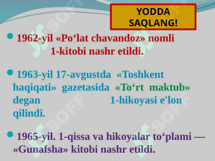 O'tkir Hoshimov hayoti va ijodi.(slayd) 8