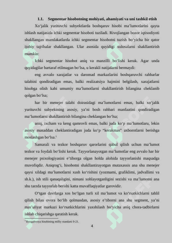 Ichki segmentar hisobotni tuzilishi shartlari va tamoyillari 4