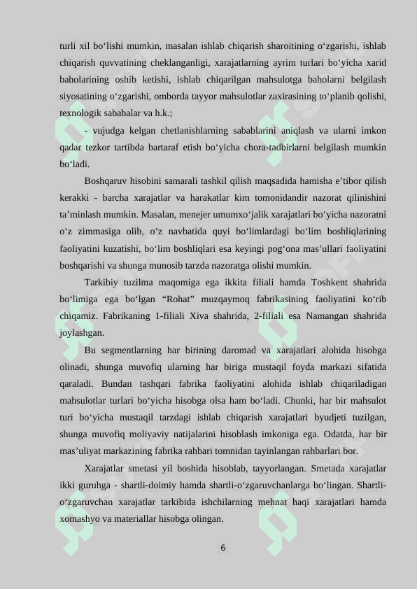 Ichki segmentar hisobotni tuzilishi shartlari va tamoyillari 6