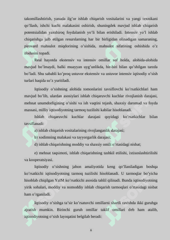 IJTIMOIY-IQTISODIY  O’SISHNI  DASTURLASH,  PROGNOZLASH VA REJALASHTIRISH 6