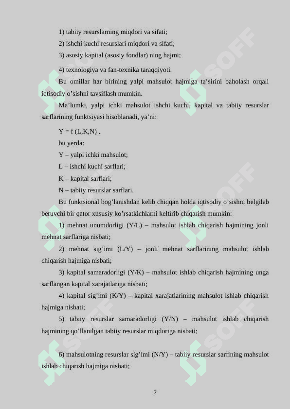 IJTIMOIY-IQTISODIY  O’SISHNI  DASTURLASH,  PROGNOZLASH VA REJALASHTIRISH 7