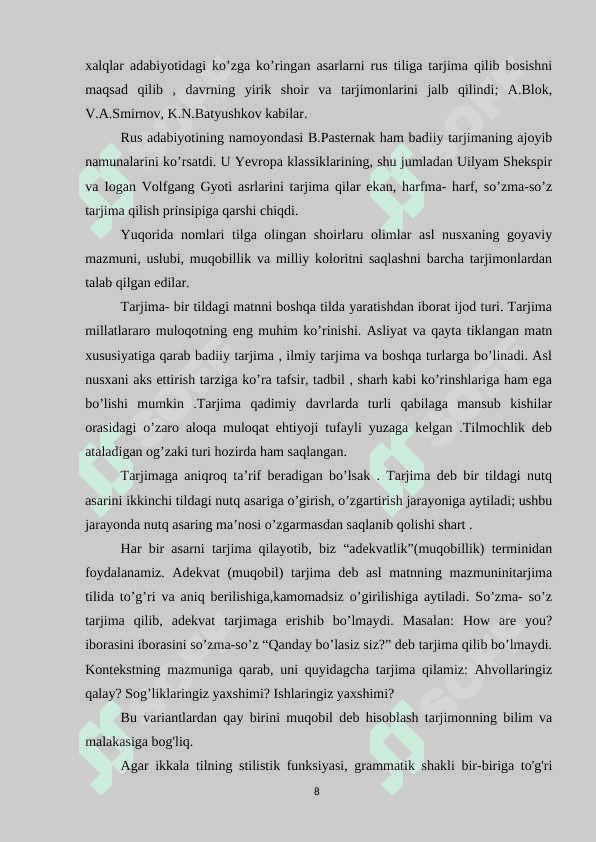 “IKKI ESHIK ORASI” ROMANIDA ZAMON QAHRAMON MUNOSABATLARINING BADIIY TALQINI 8