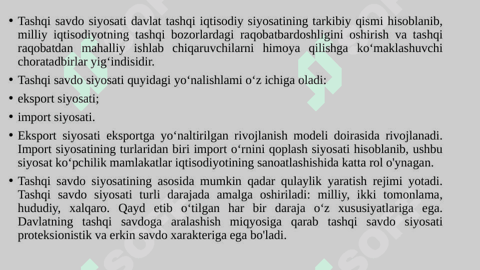 Tashqi savdoni davlat tomonidan tartibga solish va boshqarish yo’llariTashqi savdoni davlat tomonidan tartibga solish va boshqarish yo’llari 3