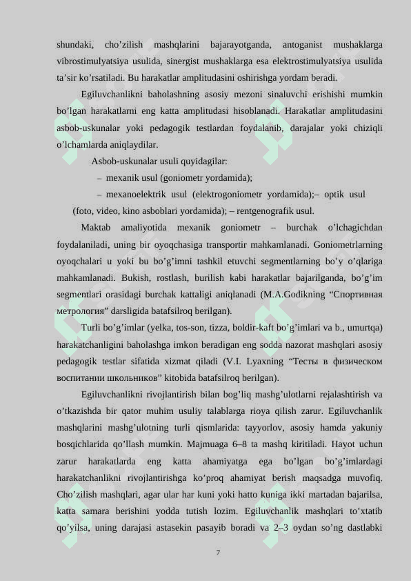 KOORDINATSIYA VA  EGILUVCHANLIK MASHQLARINING SPORTCHILARNING TEXNIKASIGA TA’SIRI 7