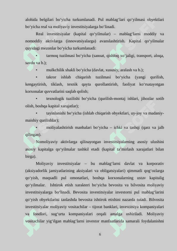 KORXONA INVESTITSION SIYOSATNI SAMARALI TASHKIL ETISH MASALALARI 6